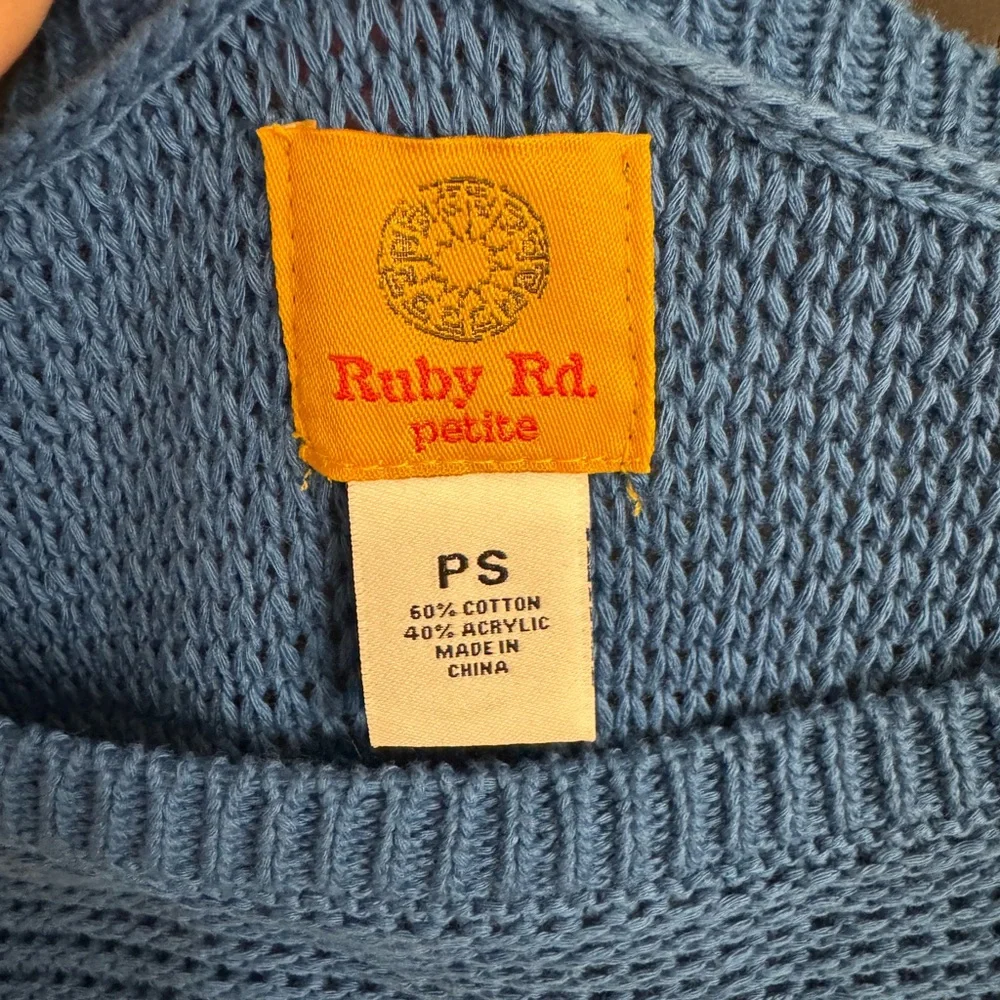 Ruby Rd. Petite Blue Knit Top - Picture 3 of 4